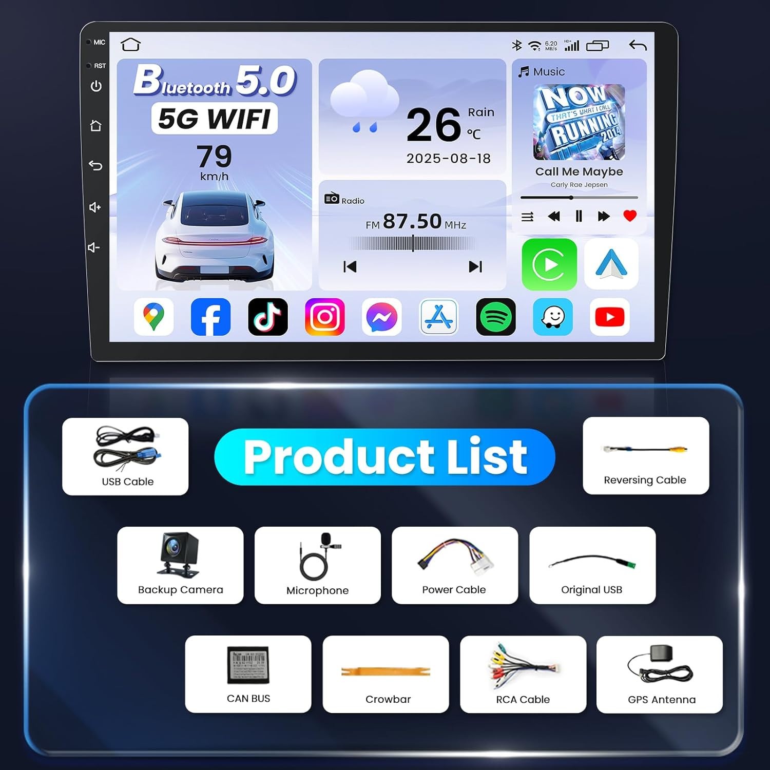 10″ 8Core 4+32G Android Auto Carplay Jeep Wrangler JK Patriot Compass 2007-2017