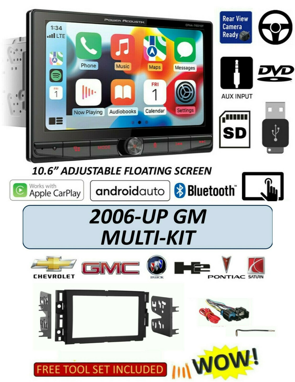 2006-15 GMC BUICK HUMMER PONTIAC SATURN CPAA-70D10F, Apple CarPlay Android Auto