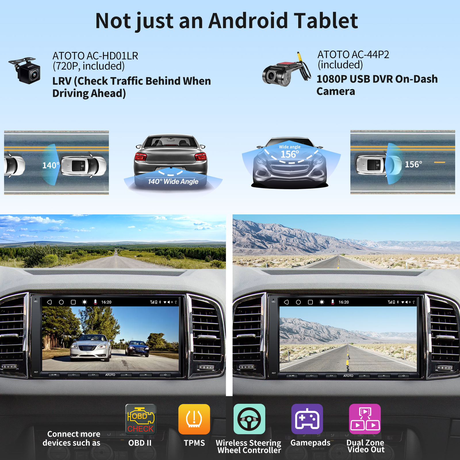 ATOTO A6 PF 7in Car Stereo Double DIN with Backup Camera,Mic &DVR On-Dash Camera