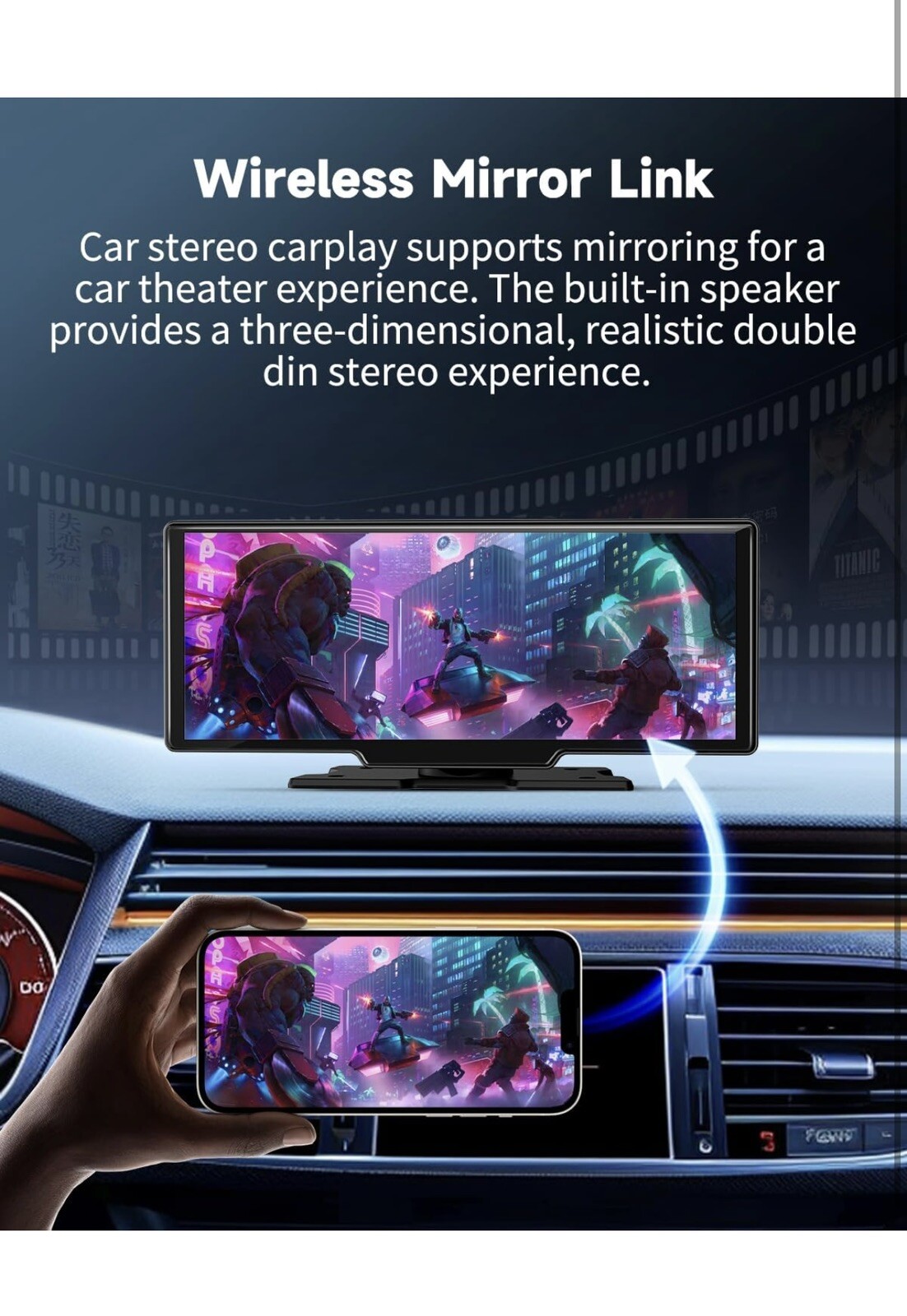 Wireless Portable Carplay Screen for Car – 10.26Inch Carplay & Android Auto C…