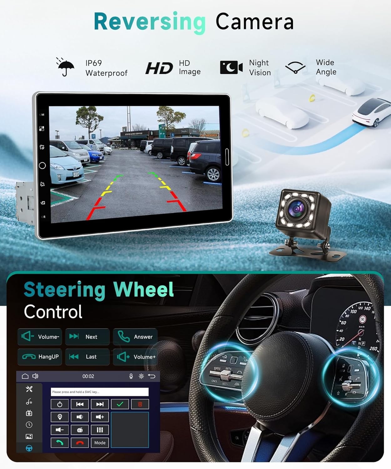 10.1 inch Single Din Car Stereo with FM/RDS Wireless Carplay Android Auto Bac…