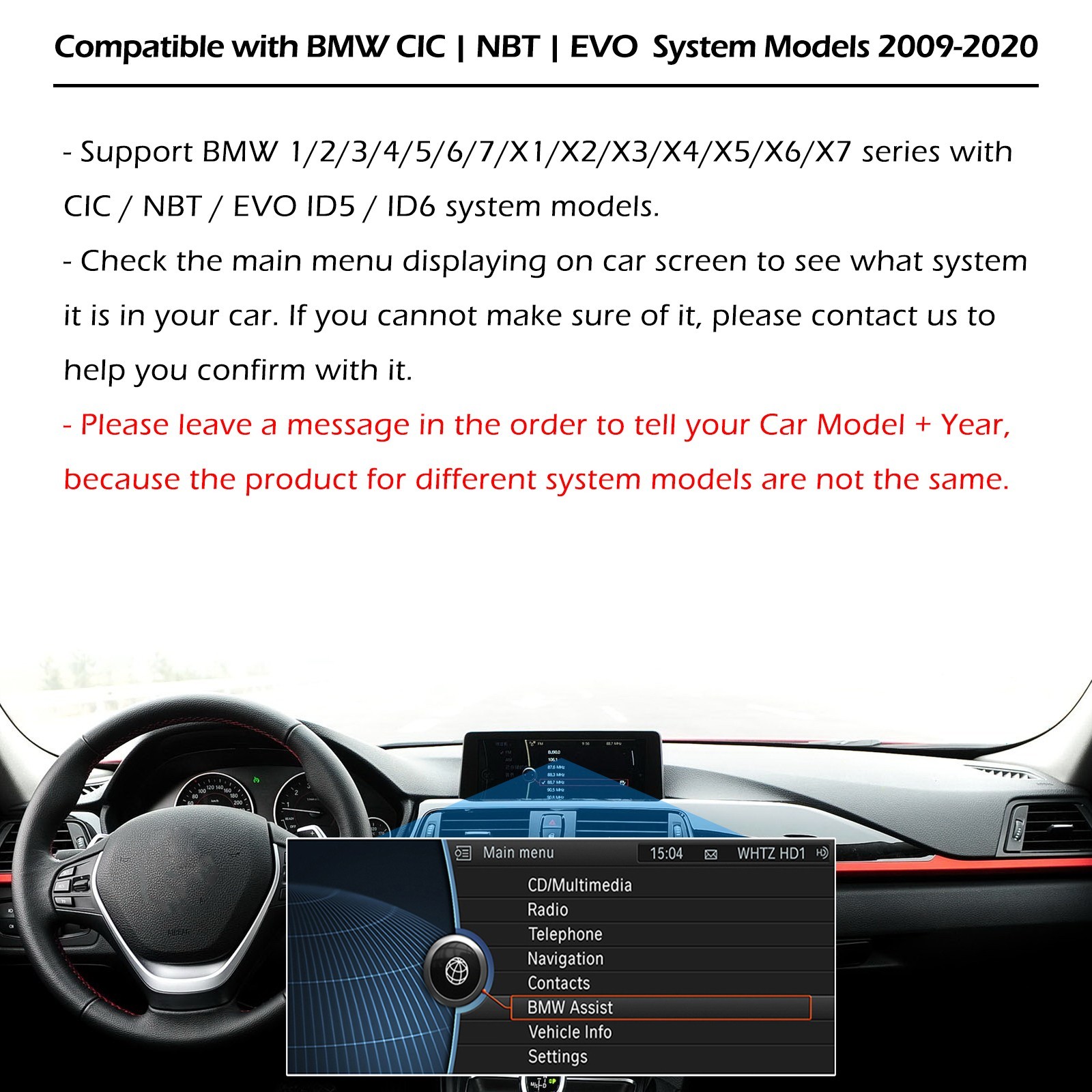 For BMW 1-7 Series X1-X7 CIC NBT EVO Wireless CarPlay Android Auto Upgrade Kit