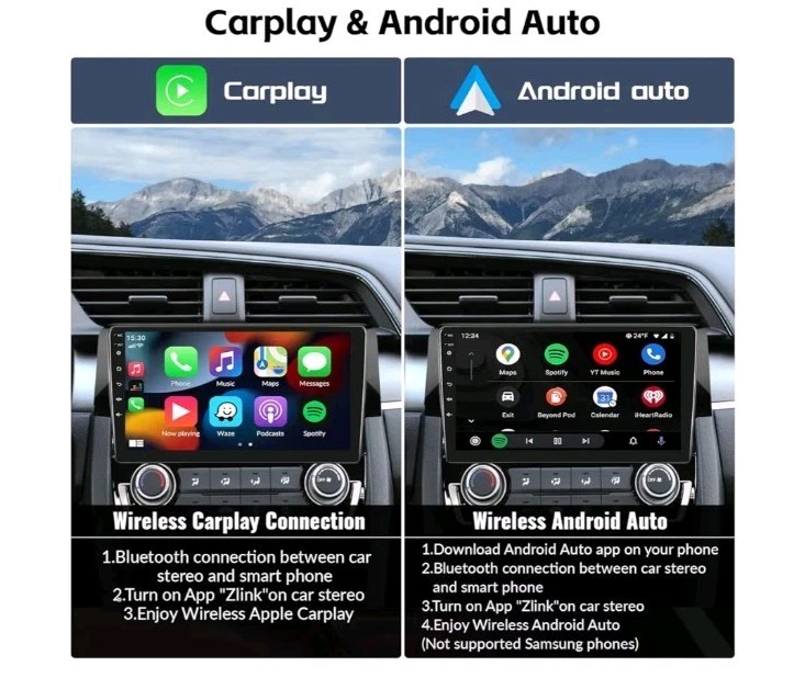 Car Stereo for Honda Civic 2016-20 carplay Android GPS Backup Camera MIC FM NAV