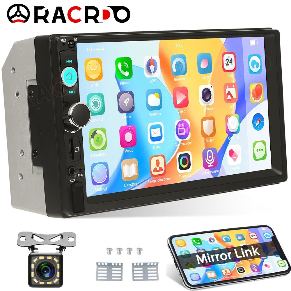 7″ Double 2DIN Car MP5 Player BT Touch Screen Stereo Radio FM Mirror Link Camera