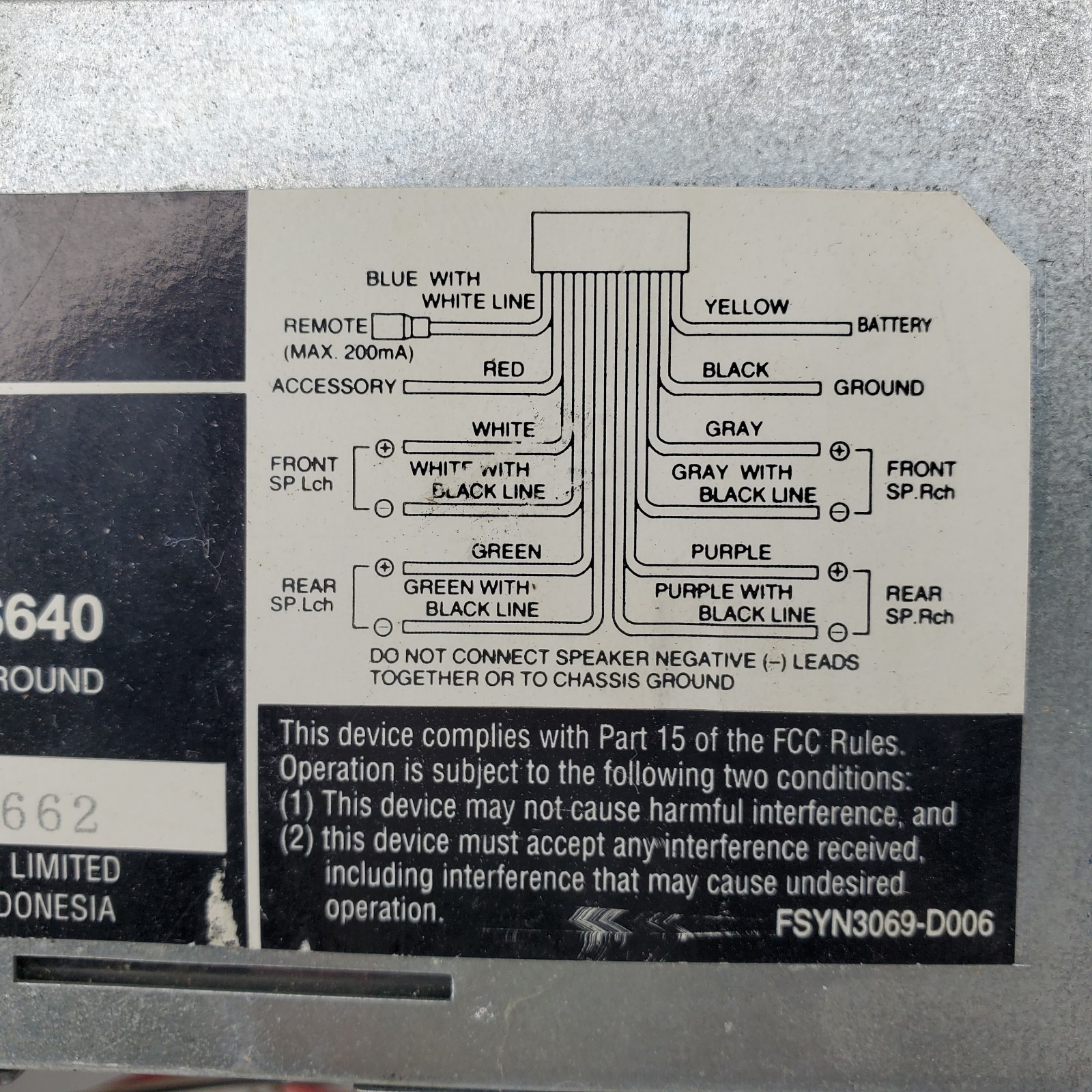 JVC KD-S640 CD Player In Dash Receiver Parts Only