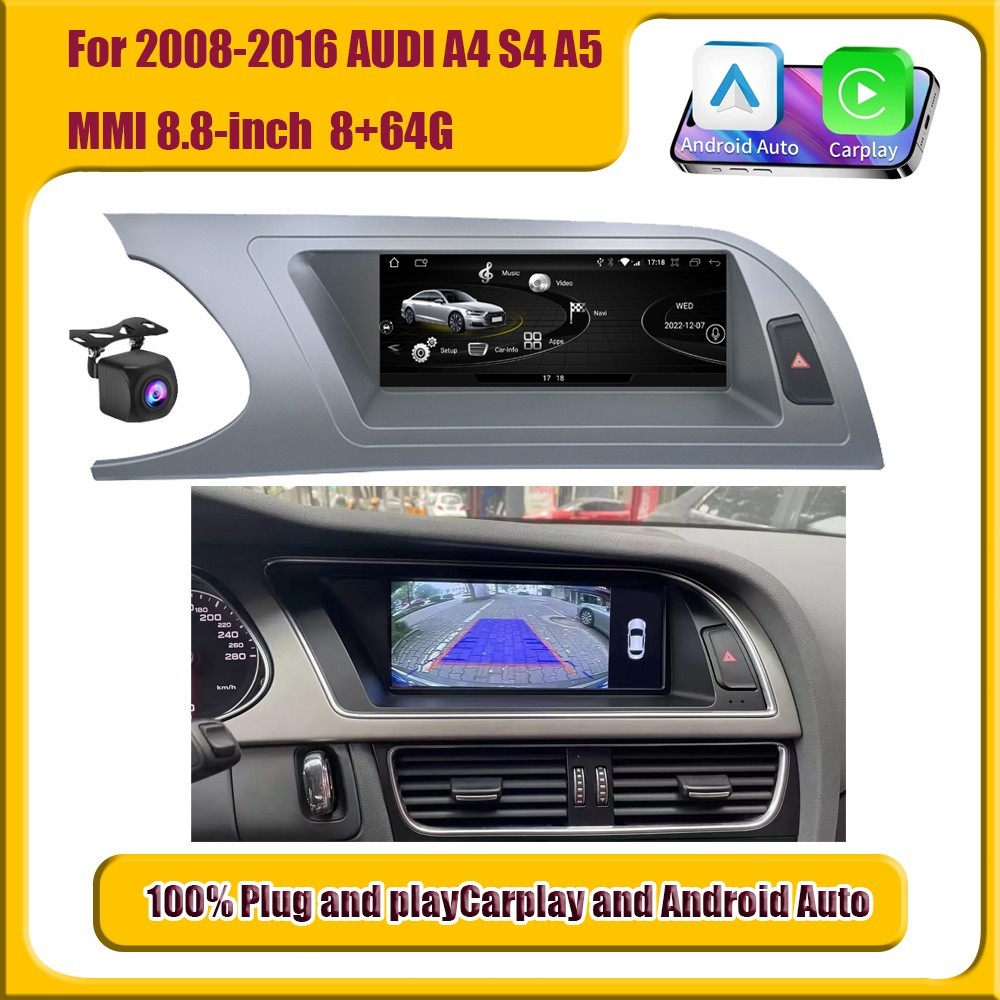 For 2008-2016 AUDI A4 S4 A5 MMI 8.8-inch Car Stereo Radio Auto Android Carplay