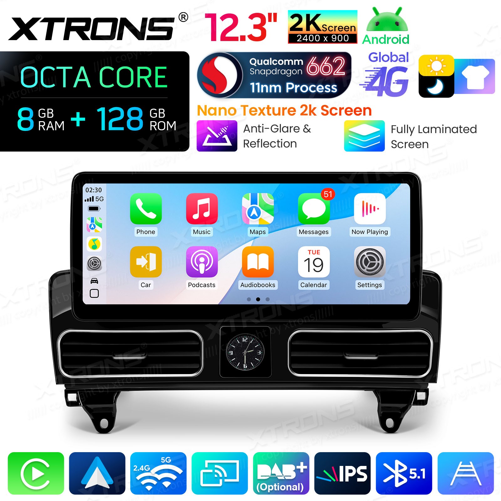 12.3″ Android 14 GPS Navigation for Mercedes ML W166 GL X166 8GB 128GB 2K Screen