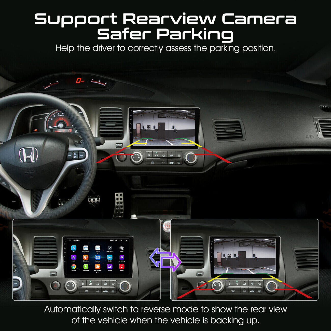 64GB For Honda Civic 2006-2011 10″ Android 13 Apple Carplay Car Stereo Radio GPS