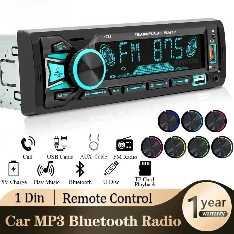 Car MP3 Player Radio Srereo Bluetooth FM Receiver Support Phone Charging USB/TF