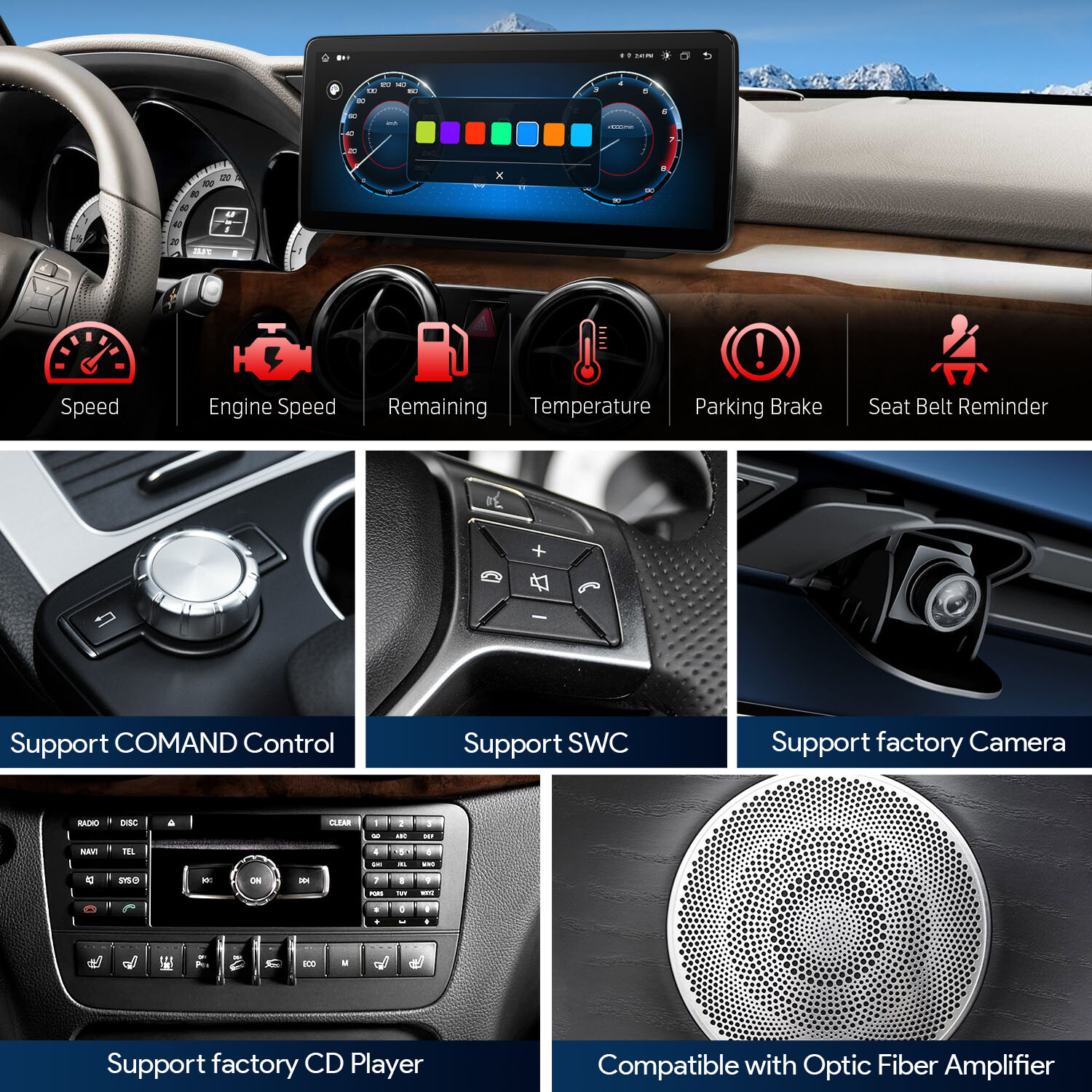 Android 13 Octa-Core 4+64GB Car Play Stereo GPS For Mercedes-Benz X204 2013-2015