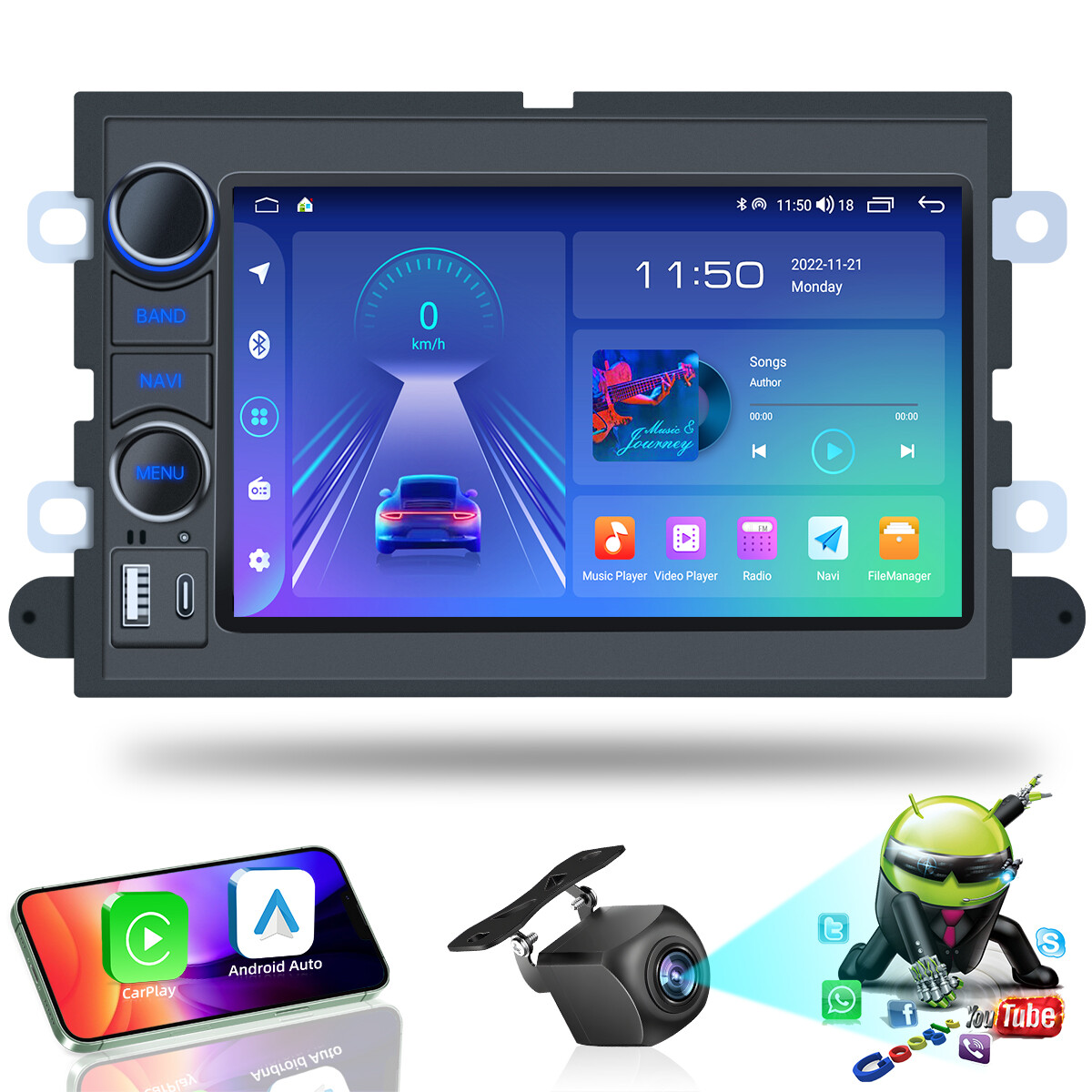 7″ For 2005-2009 Ford Mustang Android 13 Carplay Car Stereo Radio GPS Navi WIFI