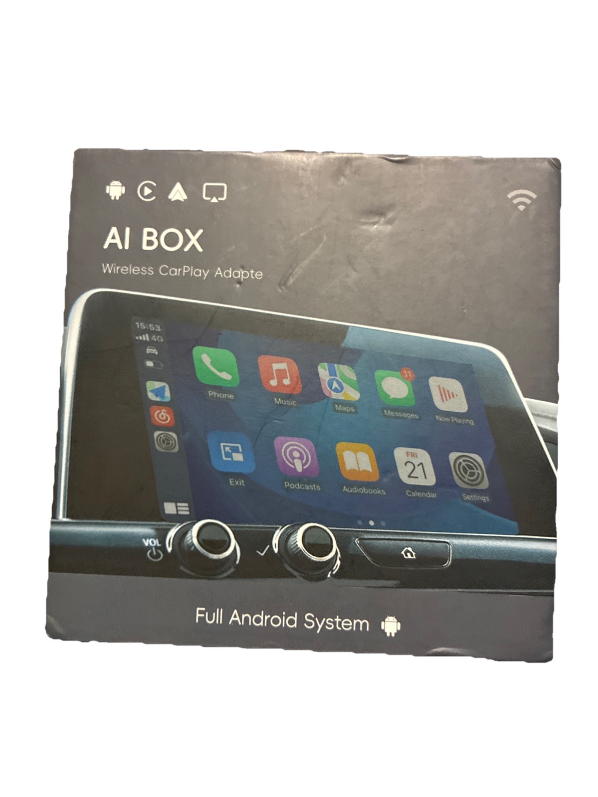 NEW AI Box Wireless CarPlay Adapter Full Android System Navigation, Video, Music