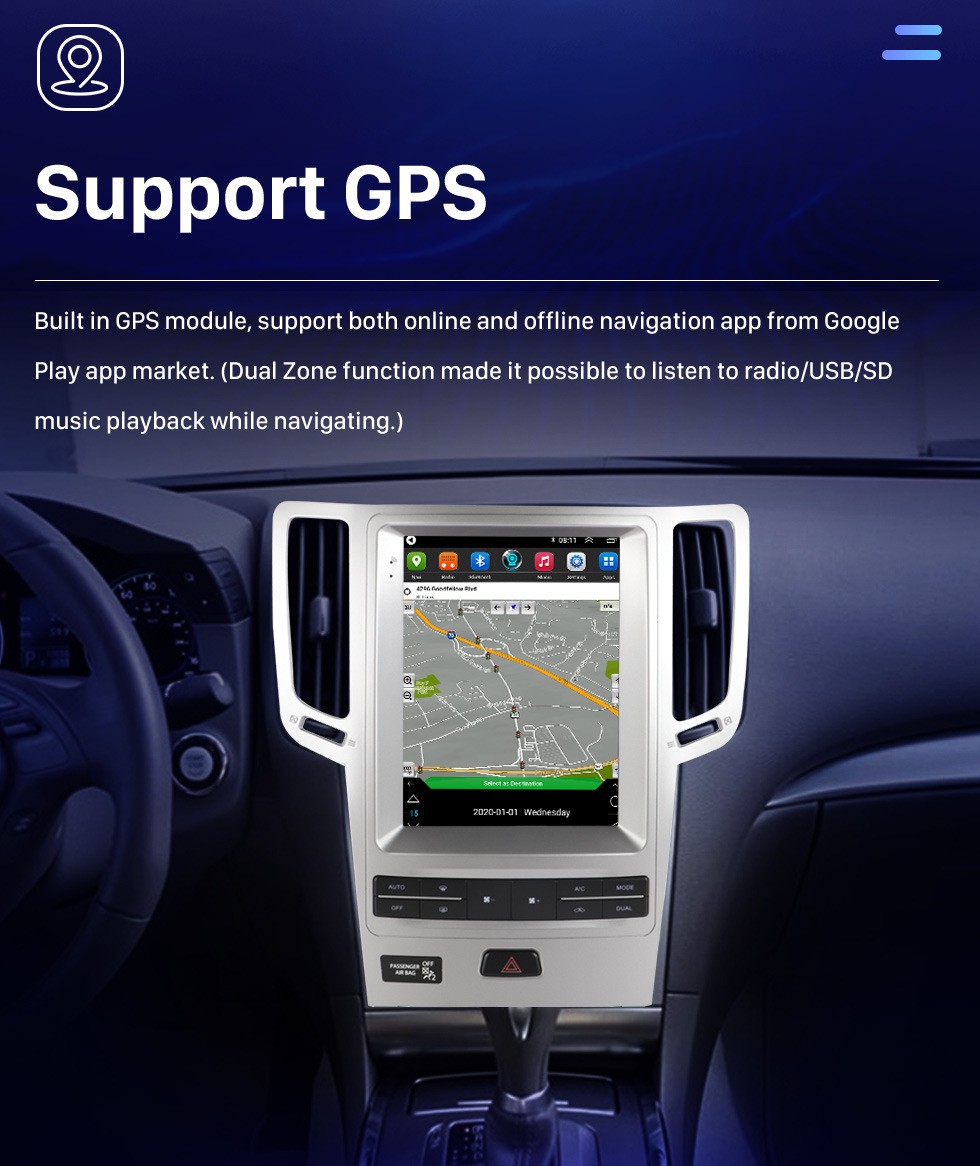 Car Radio for Infiniti G37 G35 G25 Wireless Carplay Android Auto 5G WiFi DSP