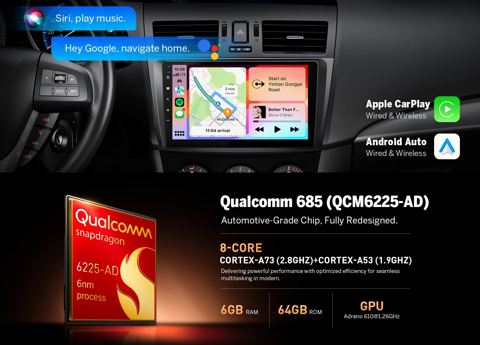 GPS Navigation Car Radio 9″ QLED 6+64 for Mazda 3 5 Door 2010-2013 Apple CarPlay