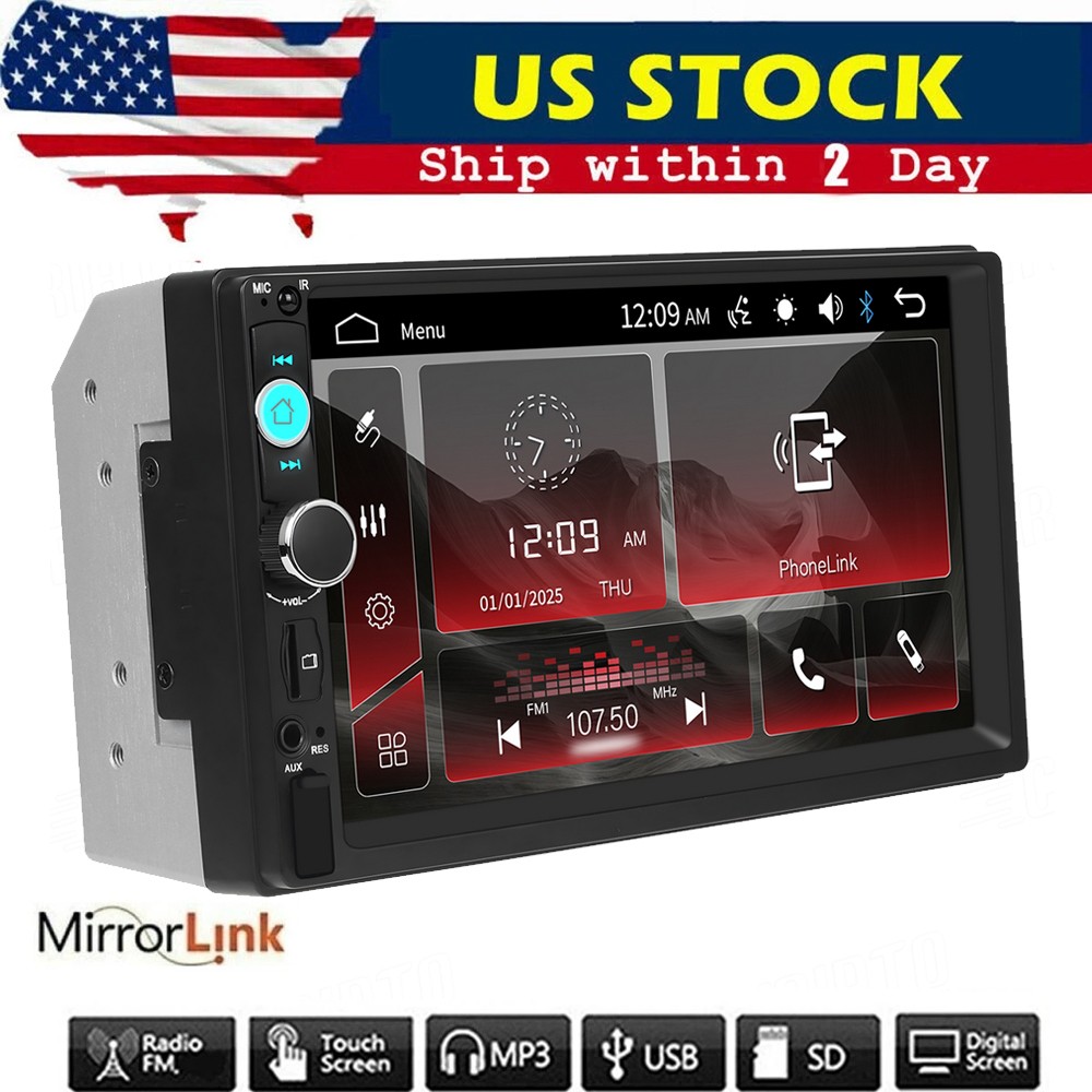 7″ Car Stereo Radio Bluetooth USB AUX FM MP5 Player Mirror Link 2DIN Touchscreen