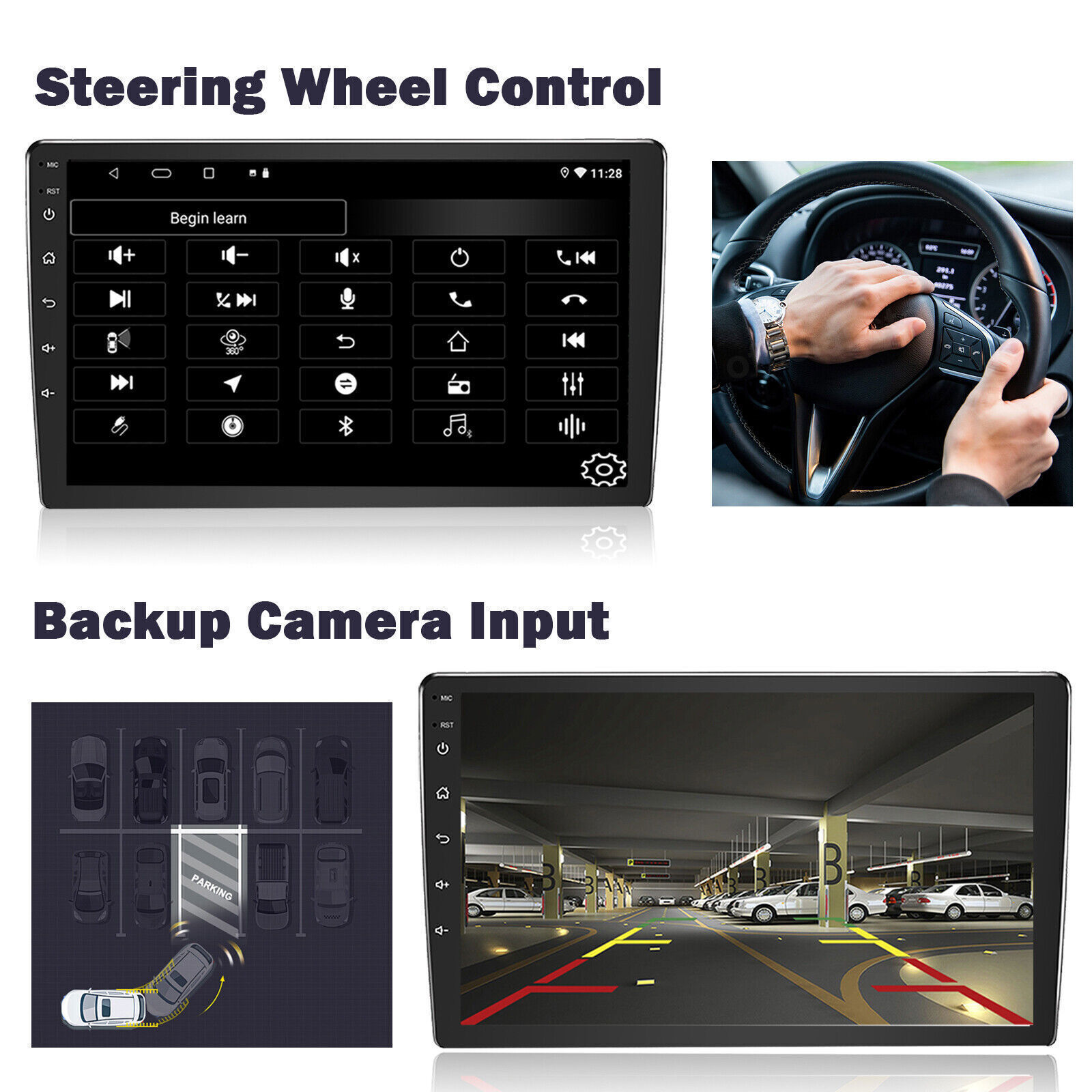 4+64GB 2DIN Rotatable 10.1” Android 13 Touch Car Stereo Radio GPS Wifi Carplay