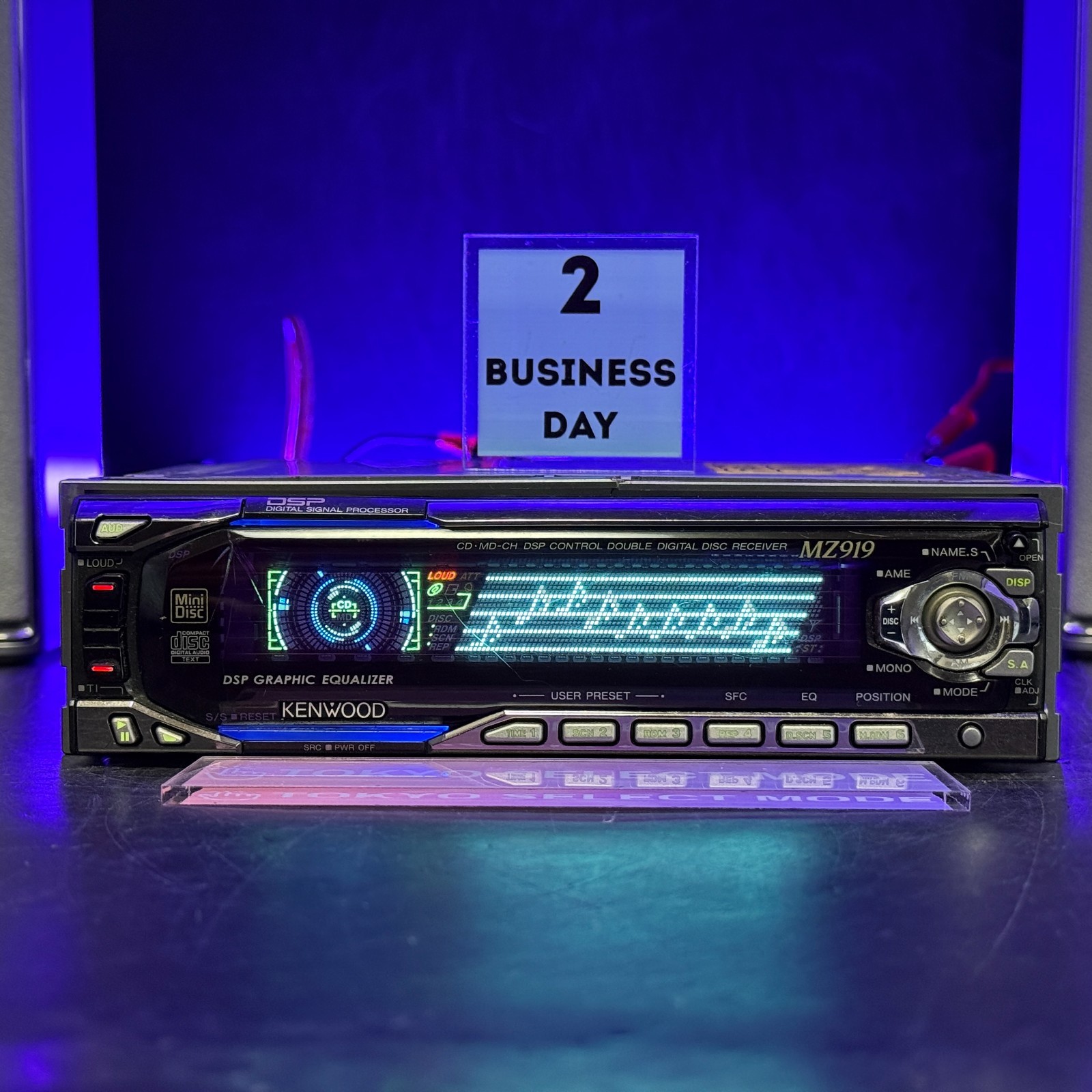 KENWOOD MZ919 1DIN Car Audio CD MD Player JDM Dolphin Display Tested In Stock
