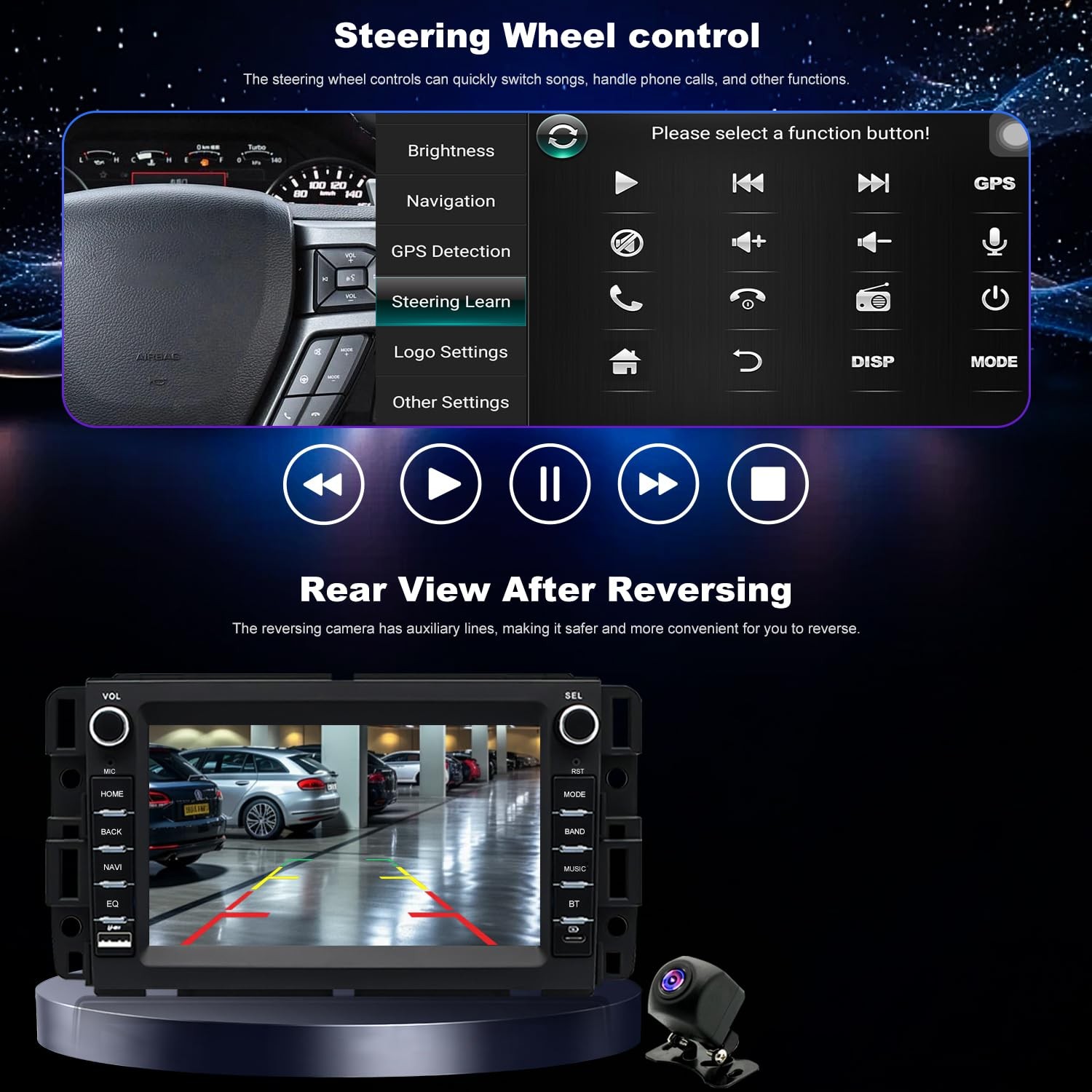 7″Touchscreen Wireless Carplay & Android Auto Stereo for Sierra Silverado