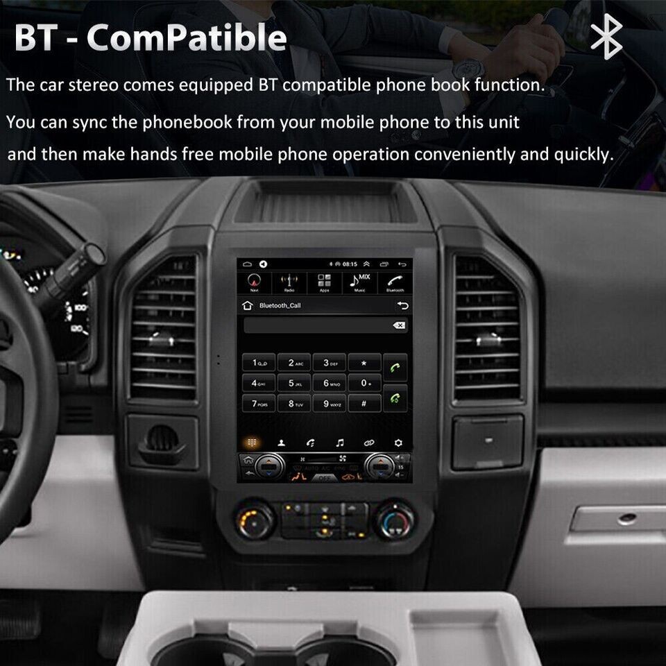12.1″ Car Stereo Radio Gps Carplay Optional Tesla Style For Ford F150 2016-2021