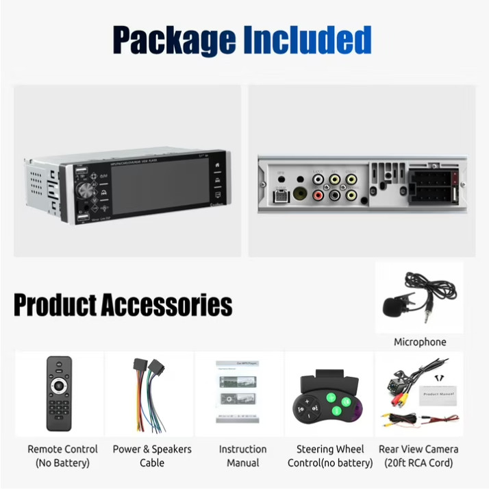 Estereo De Pantalla con Bluetooth Para Coche Carro Auto MP5 Player RCA/AUX/USB/T