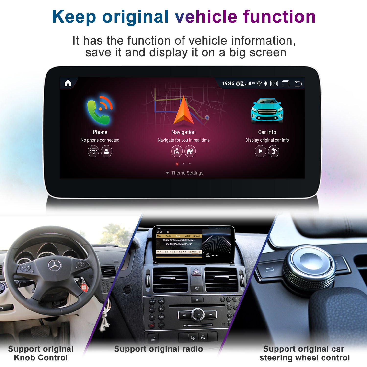 Ugode 10.25inch 4+64G Android13 Screen CarPlay Stereo Benz C class W204 NTG4.0