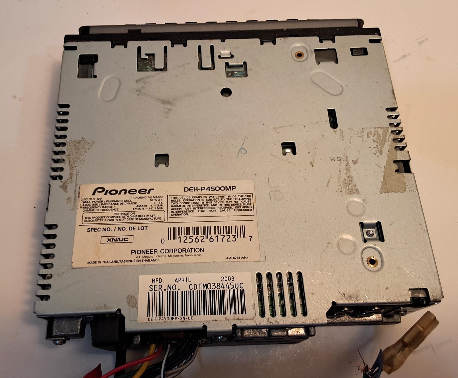 Pioneer DEH-P4500MP Mosfet 50wx4 MP3 Car Stereo Receiver Super Tuner untested