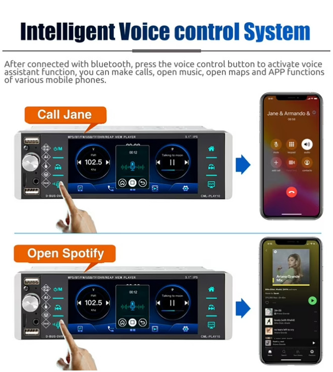Estereo De Pantalla con Bluetooth Para Coche Carro Auto MP5 Player RCA/AUX/USB/T