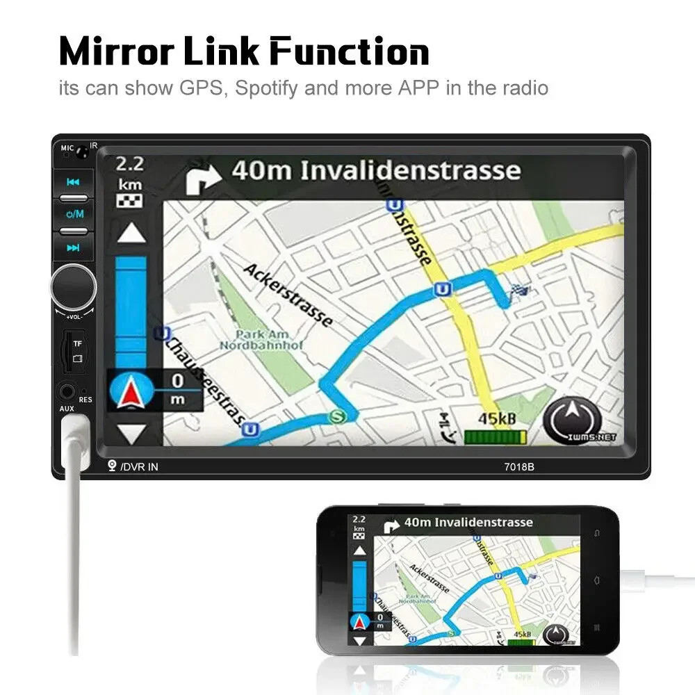 7″ Double 2Din Touch Screen Stereo Bluetooth FM Radio Car MP5 Player with Camera