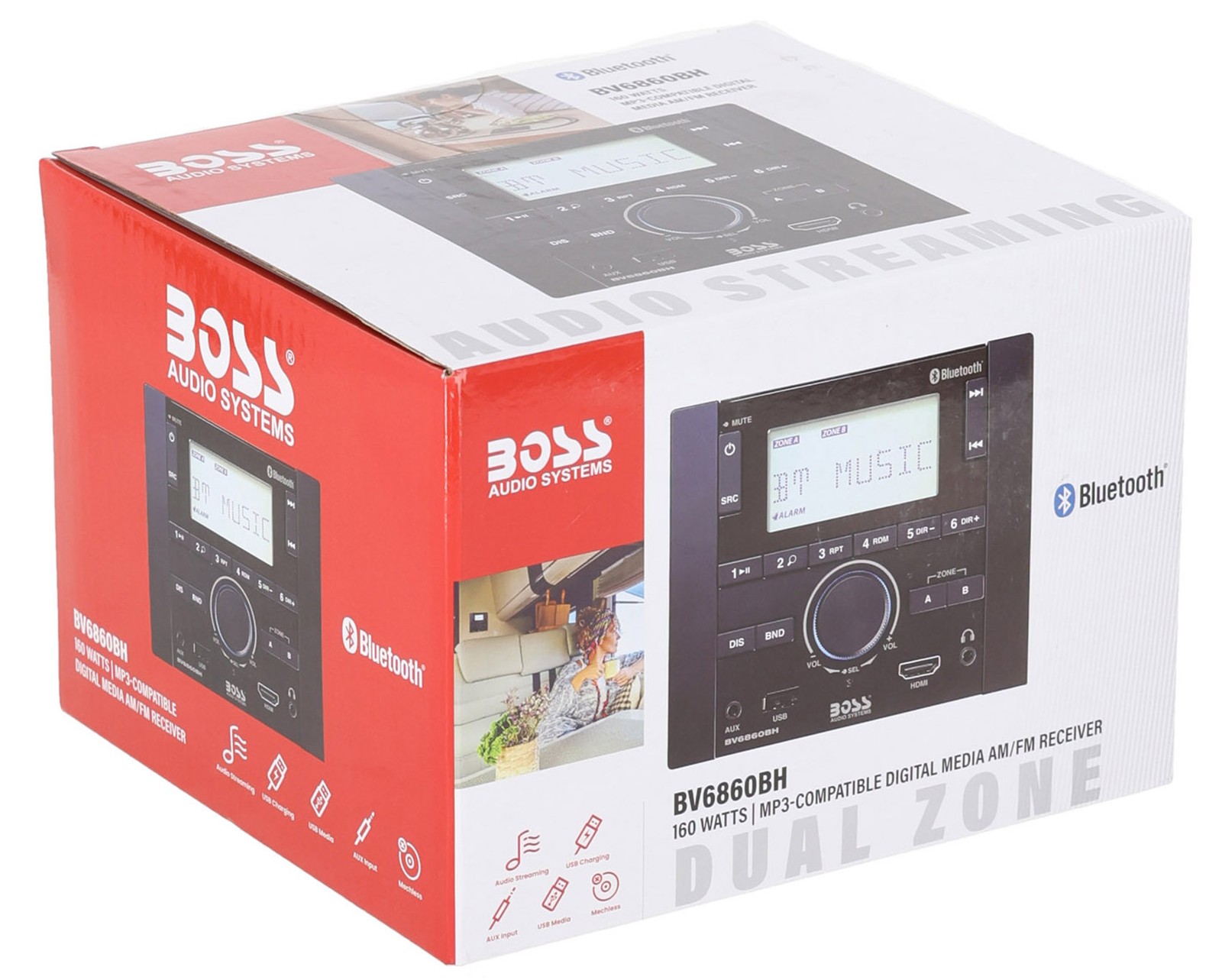 Boss BV6860BH Mobile Home RV Digital Media Stereo+(2) MB Quart 5.25″ Speakers