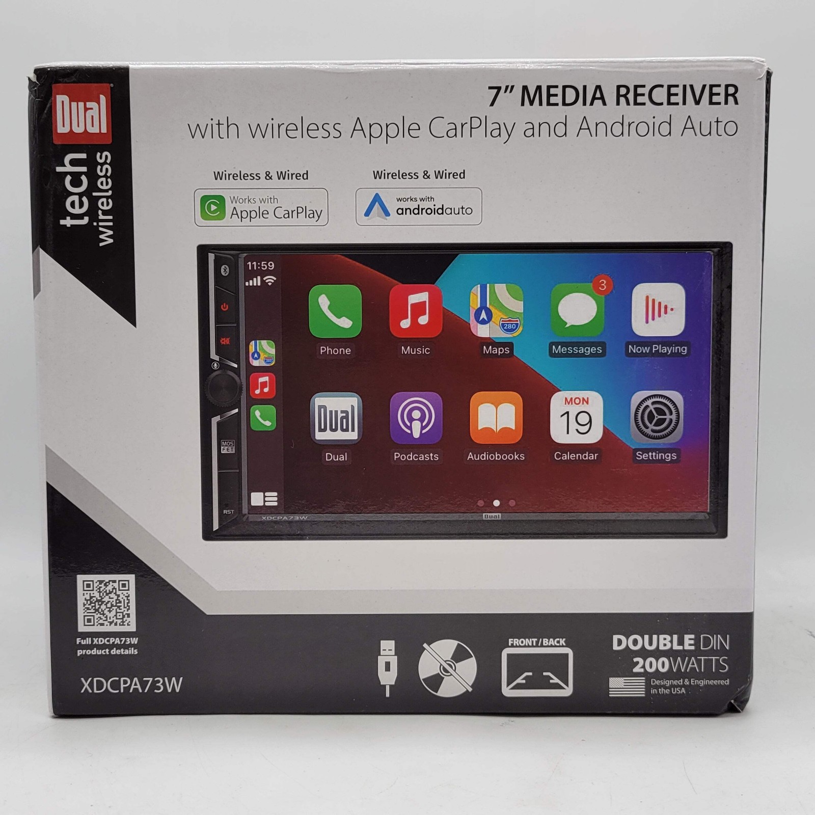 New Dual 7″ Media Receiver Touchscreen Car Stereo XDCPA73W With Backup Camera
