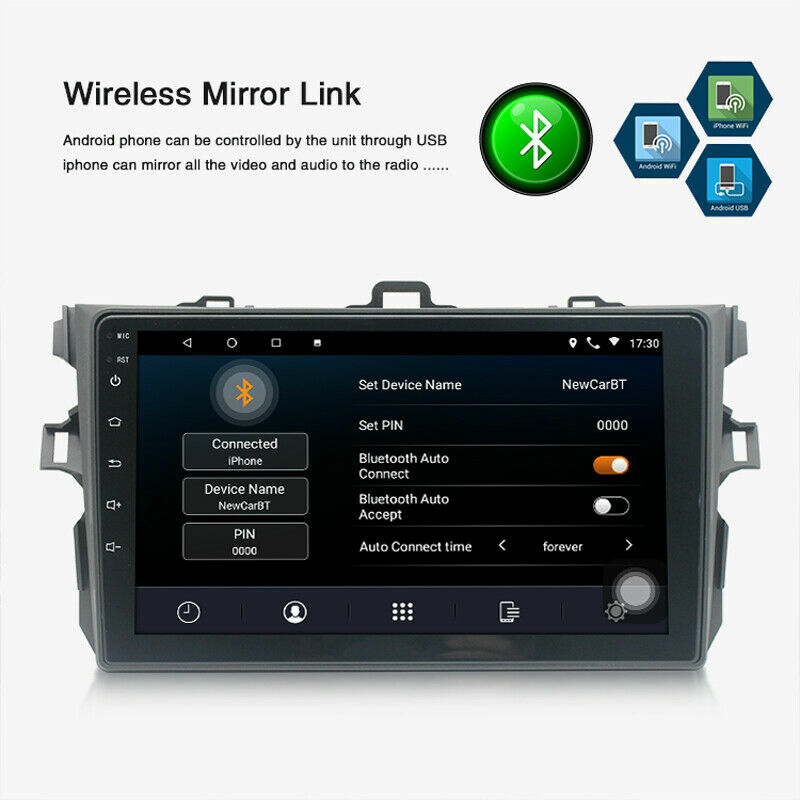 9″ Android 10.1 Car Stereo Radio WIFI FM GPS Navi For Toyota Corolla 07-13+Cam