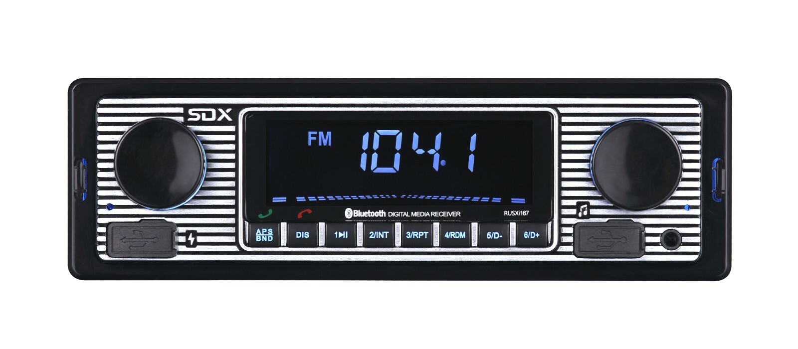 SDX Vintage Bluetooth Car Head Unit Receiver MP3 Player AUX USB Charging Port