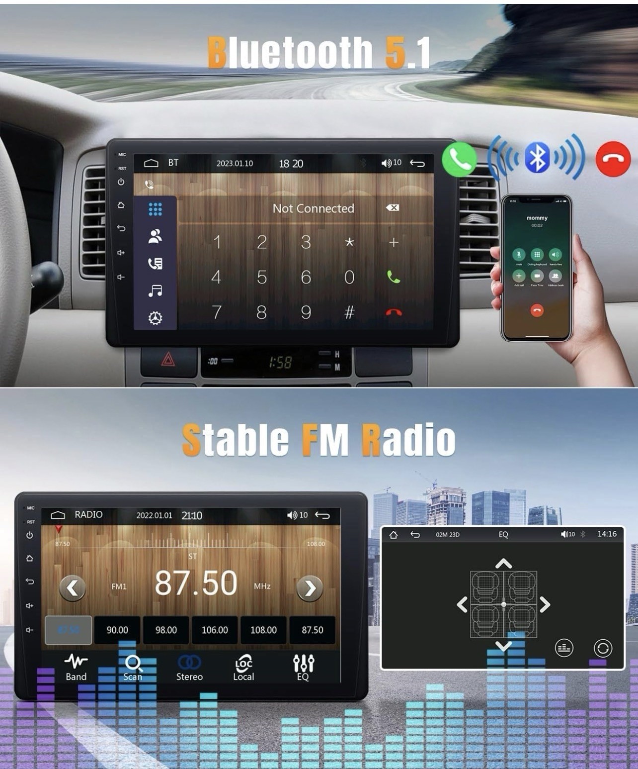 Naifay 9 Inch Car Stereo Single Din Radio Apple CarPlay & Android Auto Touchscre