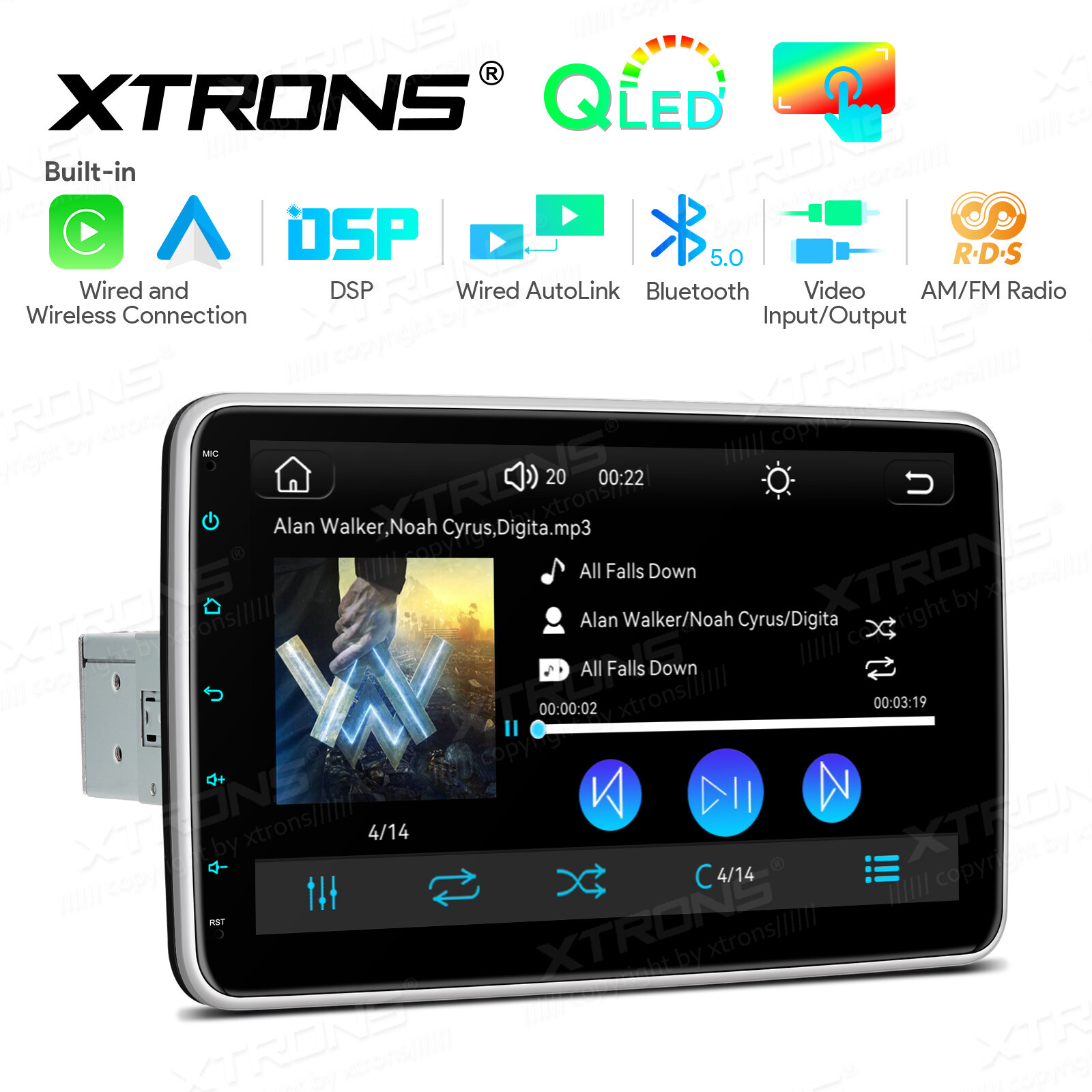1 DIN 10.1″ Car Stereo AM/FM Radio GPS SatNav IPS QLED Screen Head Unit CarPlay