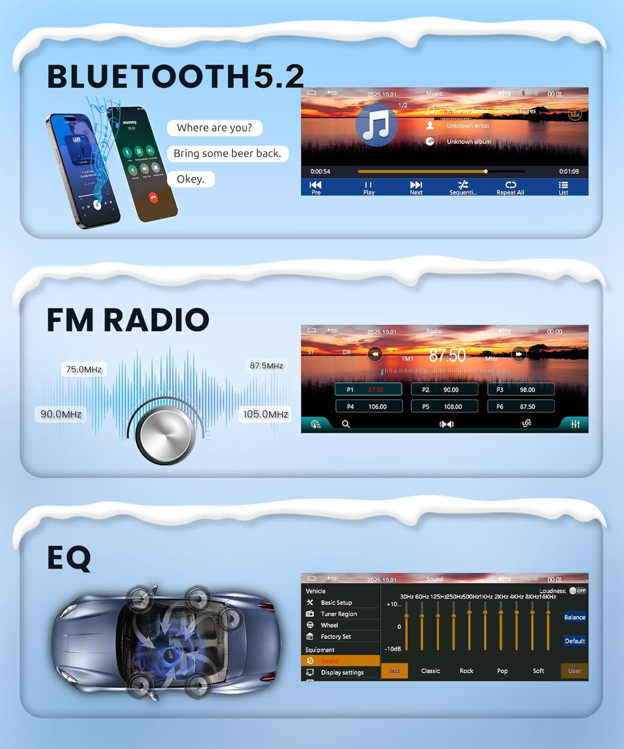 Single Din Car Stereo with Wireless Carplay & Android Auto, 5.1 Inch Touch Scree
