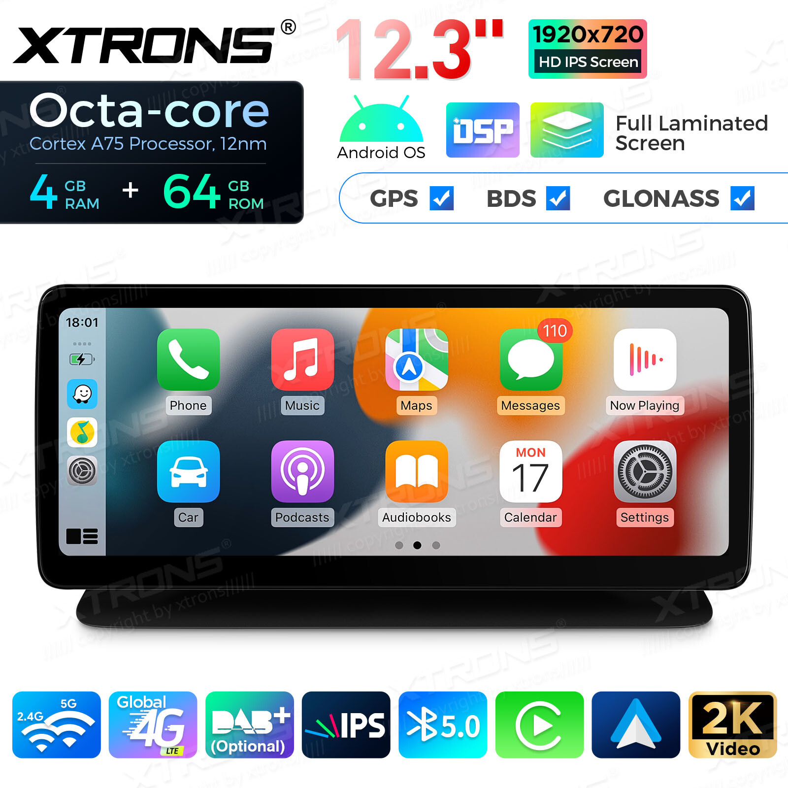 12.3″ Android 14 8-Core CarPlay Car Stereo GPS WiFi For Benz GLS-Class W218 C218