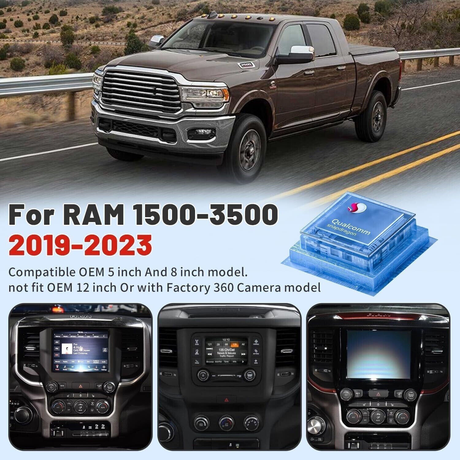 12.1″ For Dodge RAM 2019-2023 Car GPS Radio Navigation Stereo 8G+128GB Carplay