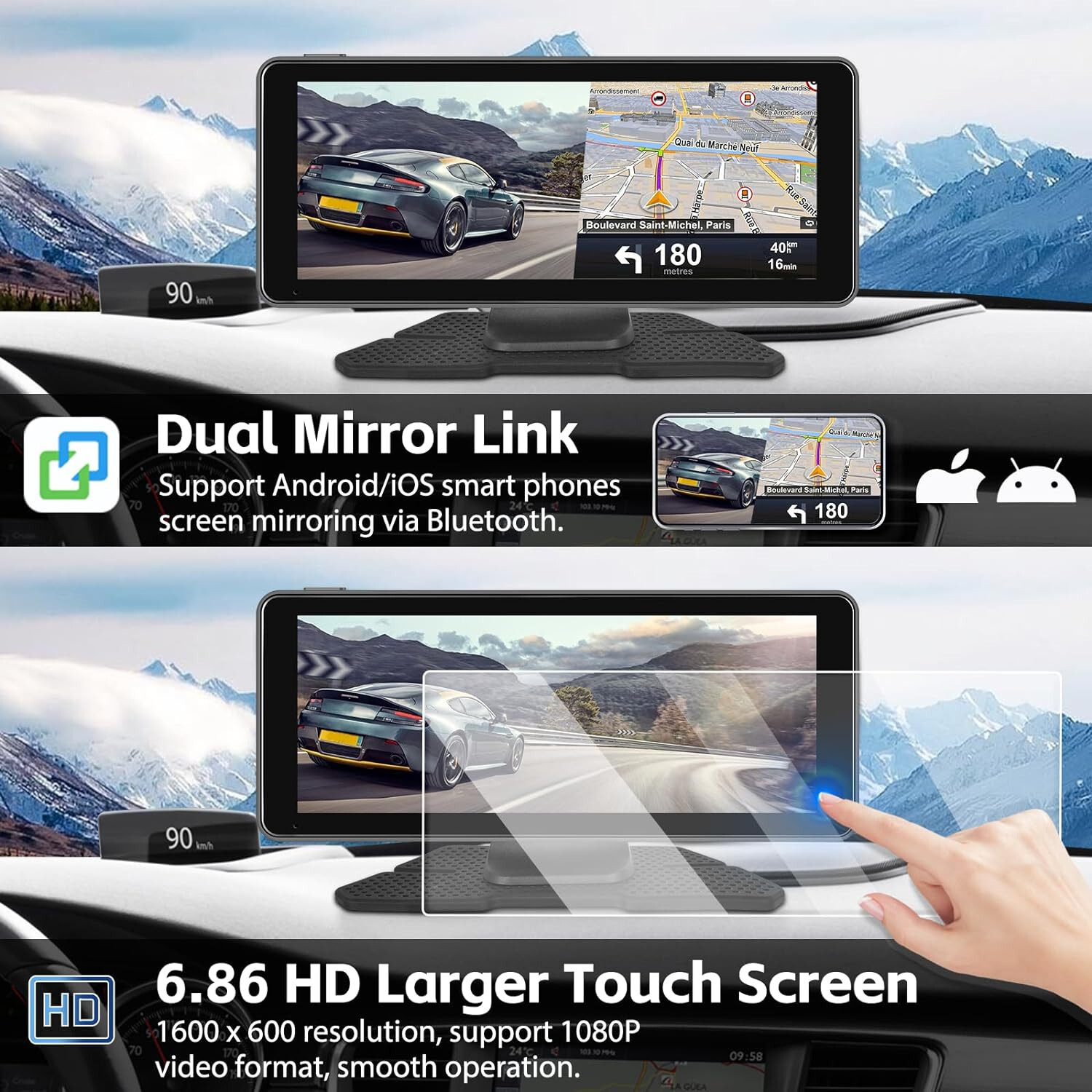 Car Stereo Wireless Apple CarPlay Android Auto Bluetooth 6.86 Inch HD 1708