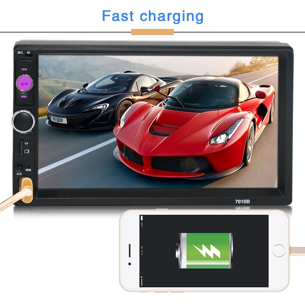 7” 2 DIN HD Car MP5 Player CarPlay Touch Screen Bluetooth Stereo Radio FM/AUX