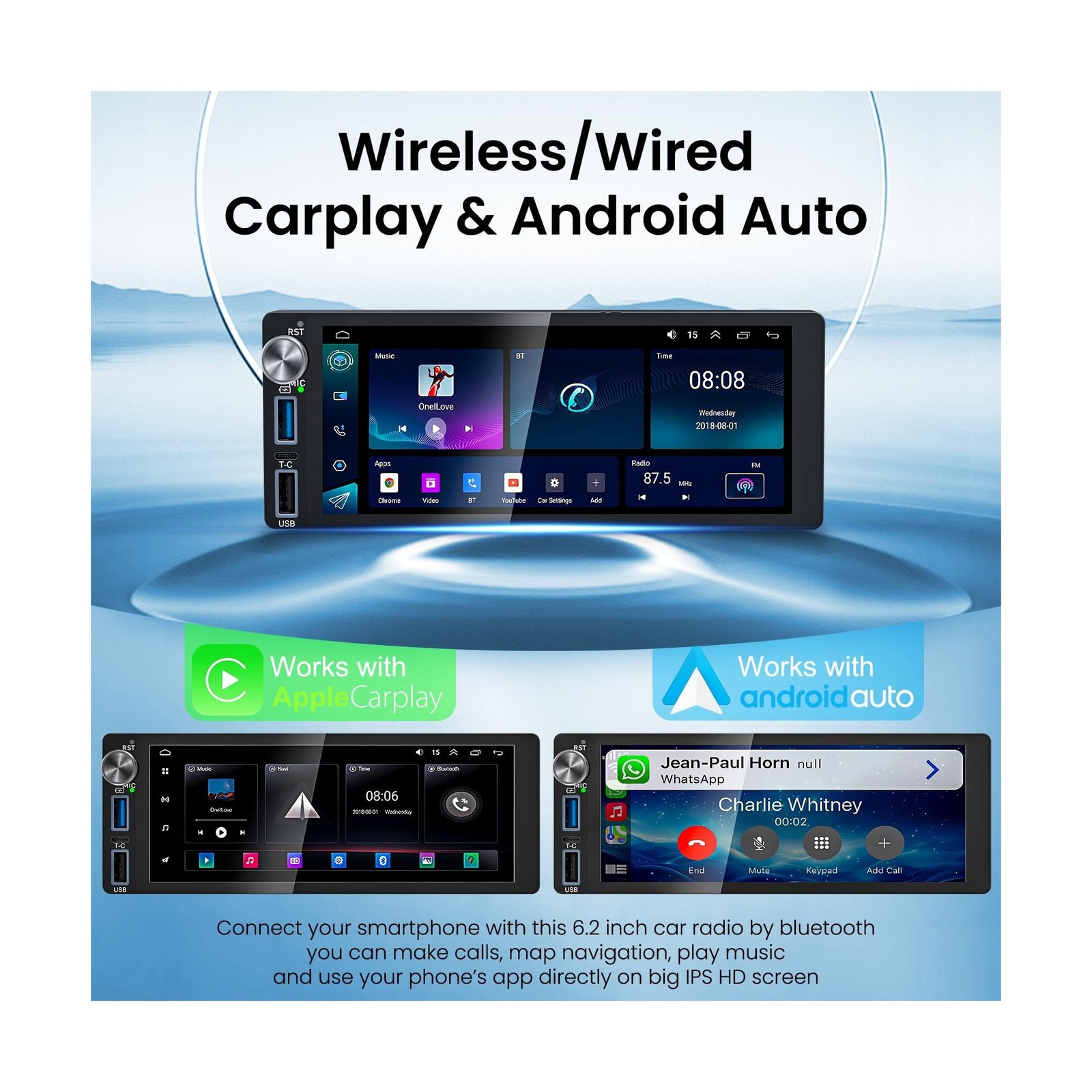 4G+64G Android 13 Car Radio for Dodge & Chrysler & Jeep (1990-2000), 6.2”Tou…