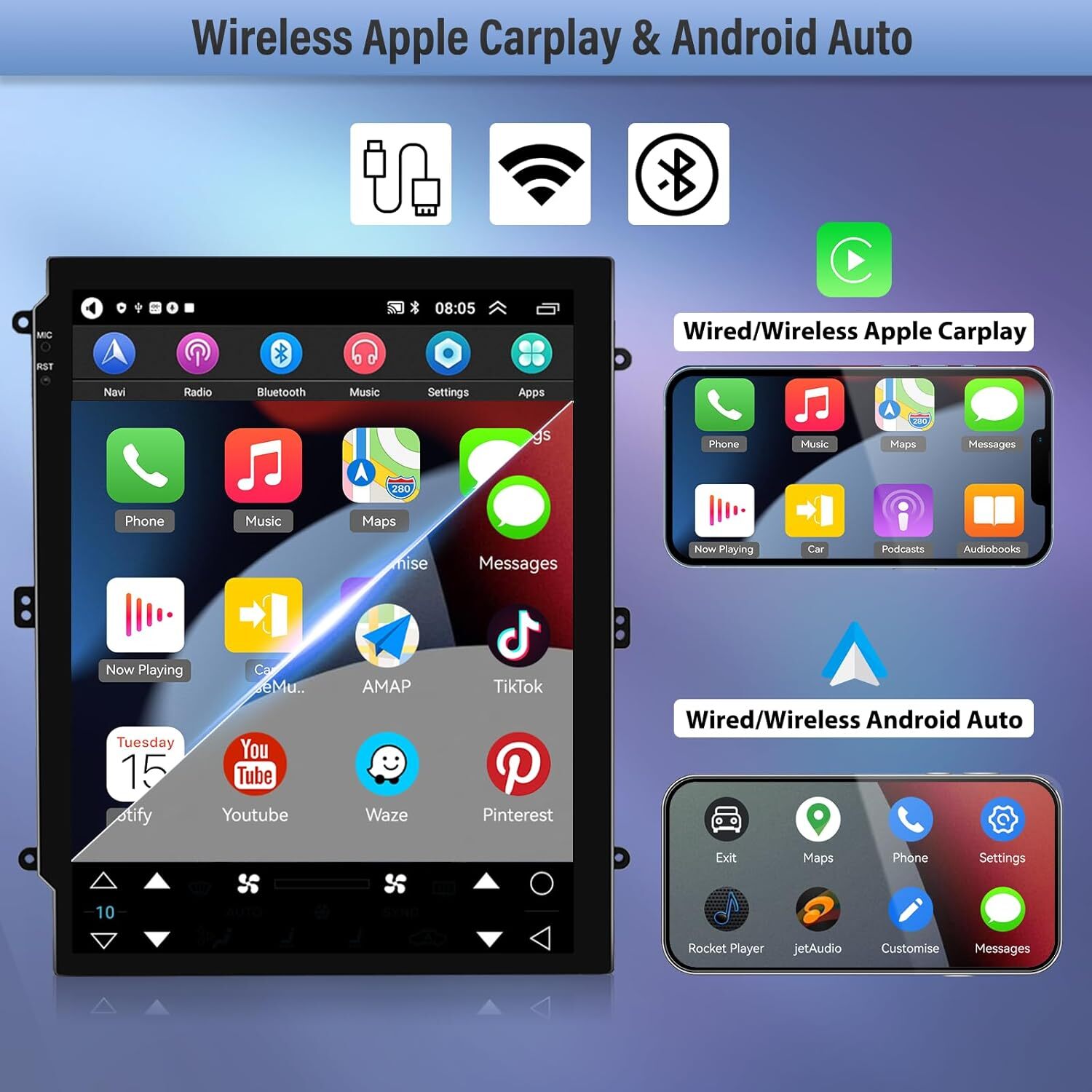 32GB Android 13.0 Carpaly Car Stereo Radio GPS Navi For Hyundai Sonata 2010-2015