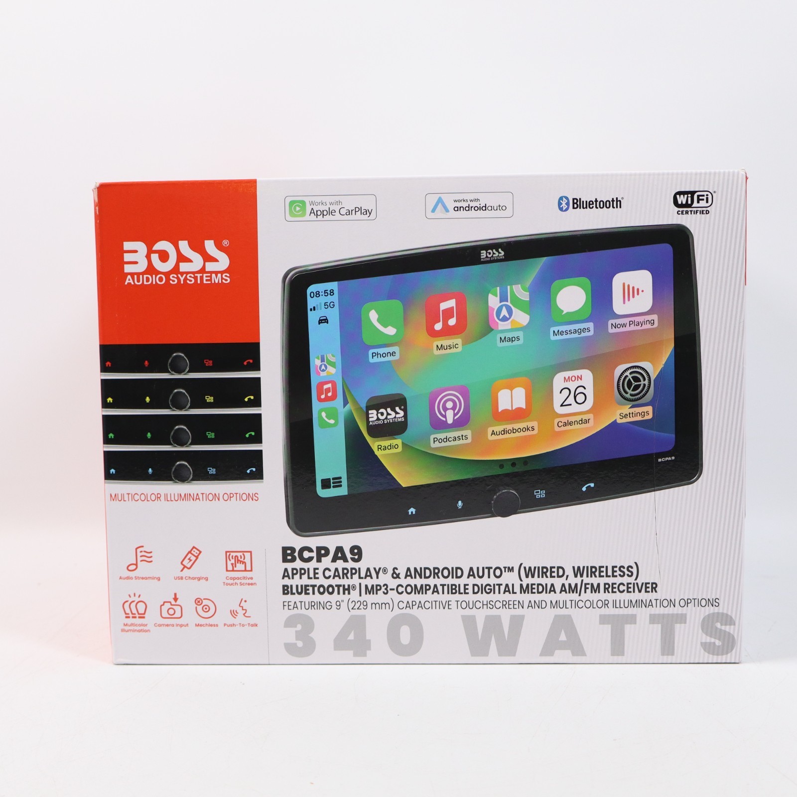 BOSS Audio Systems BCPA9 Single DIN Car Stereo Wireless Apple CarPlay, Android