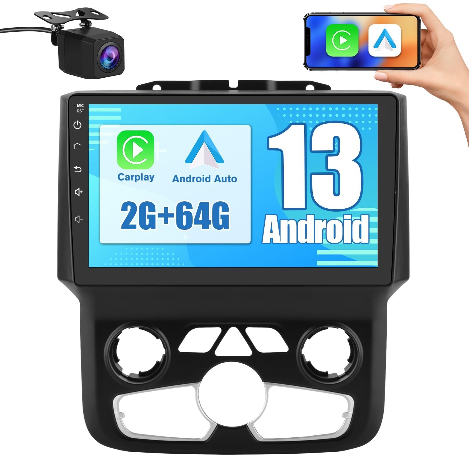 Car Radio Stereo for Dodge Ram 2013-2018 1500 2500 3500 Automatic AC Android …