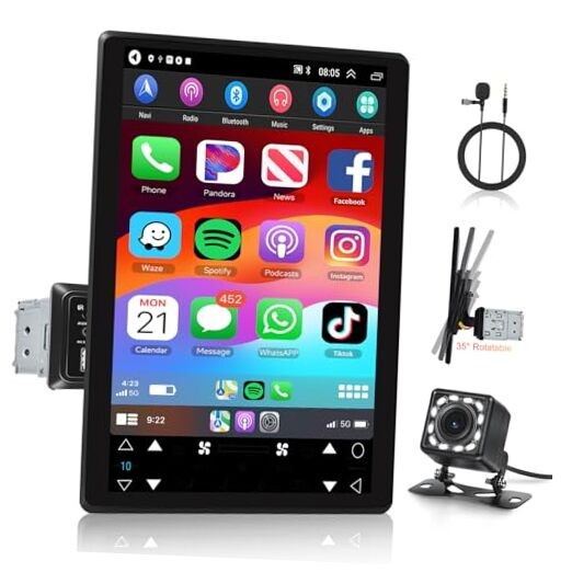 9.5 Inch Wireless Carplay Single Din Car Stereo Android Auto, Bluetooth IPS