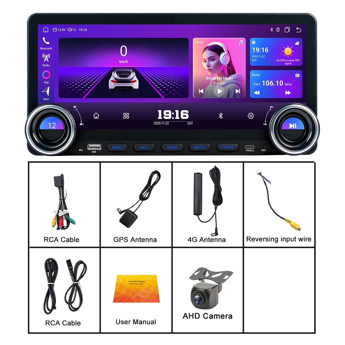 12.3” Car Radio Stereo Android 15 4G Lte DSP Carplay Screen GPS Navi BT 8+128GB