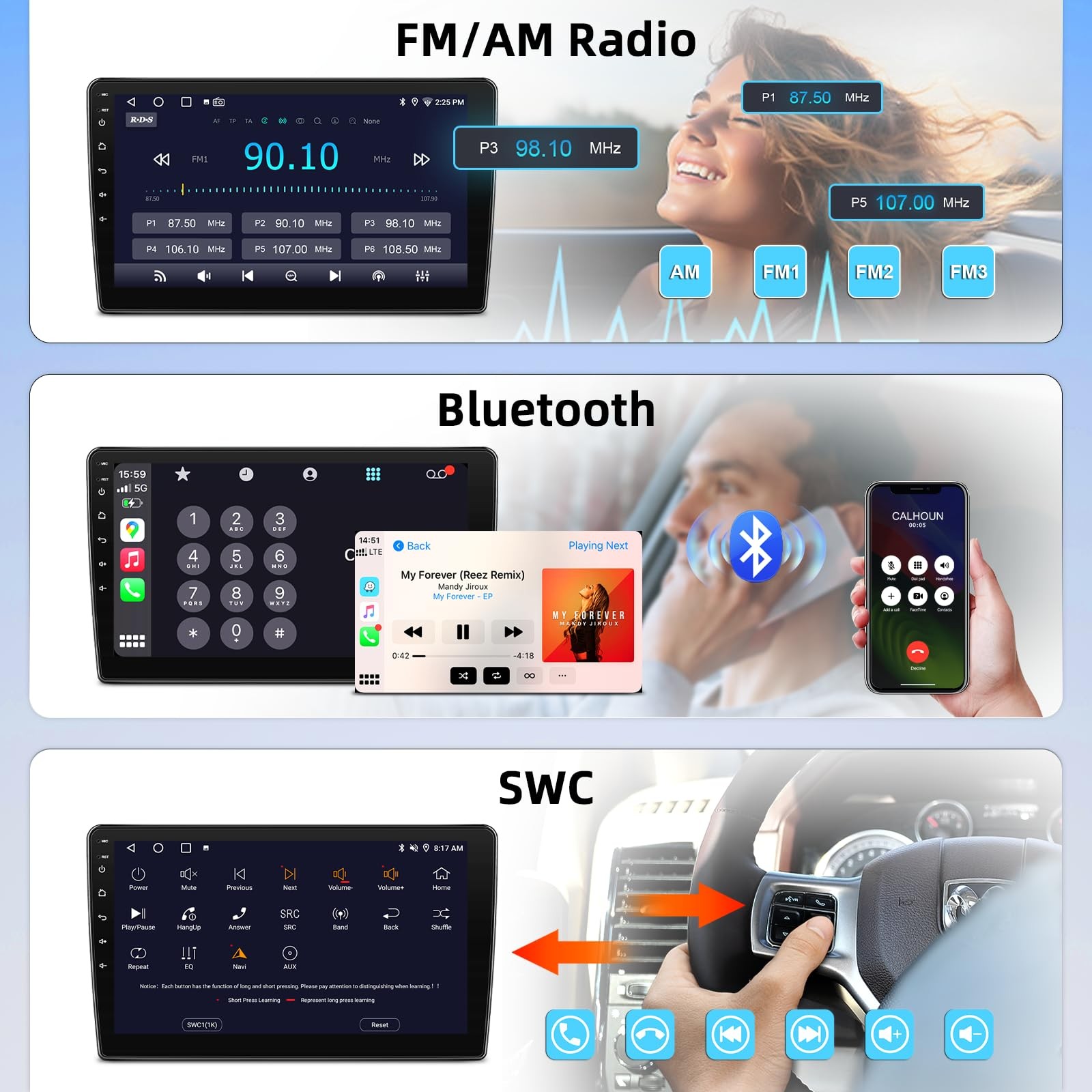 Dodge RAM 1500 2500 3500 2013-2018 Android 13 Car Stereo with Backup Camera