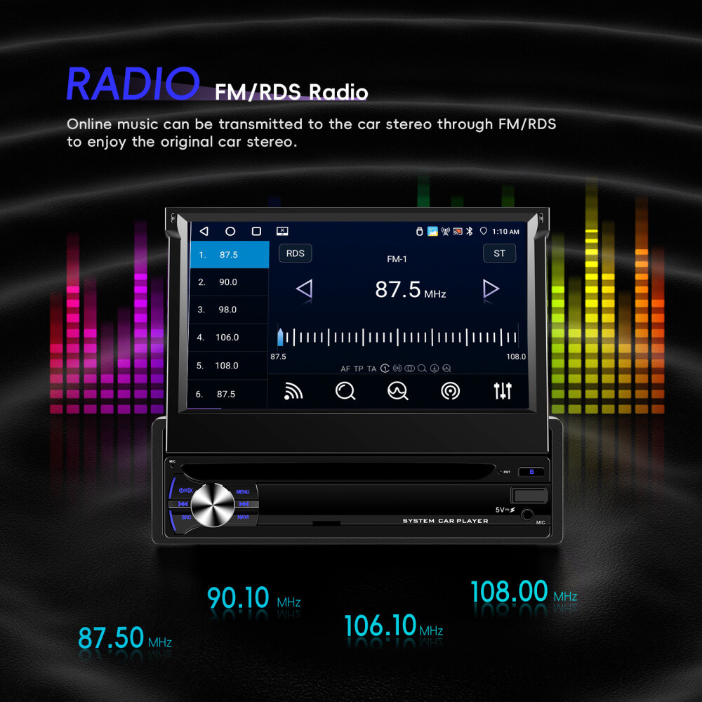 7” 4+64GB Android 15.0 Single 1 Din Car Stereo Radio GPS Navi WIFI FM RDS CAM
