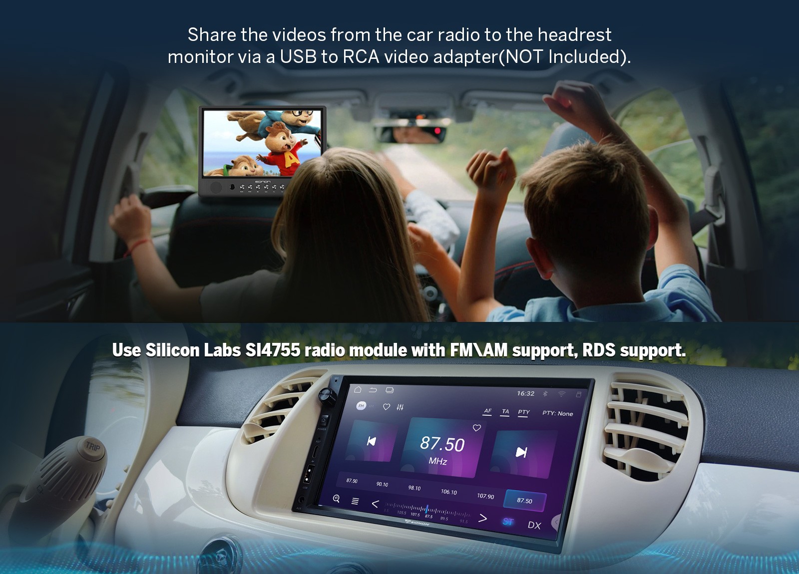 7″ Double Din Car Stereo with Apple Carplay & Android Auto Radio Audio Octa Core