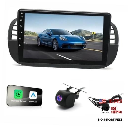 8-Core Andorid 14 Car Stereo Radio for Fiat 500 2007-2015, 9 inches Black1