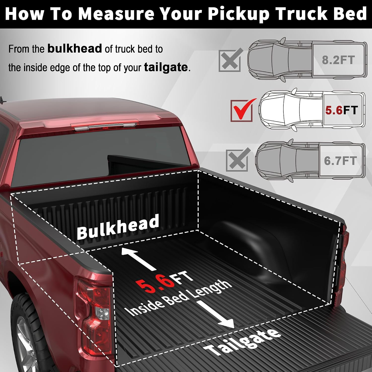 5.5FT Soft Quad Fold Truck Bed Tonneau Cover Compatible for 2014-2026 Toyota Tun